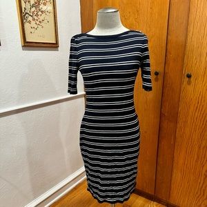 White and Navy Striped Dress